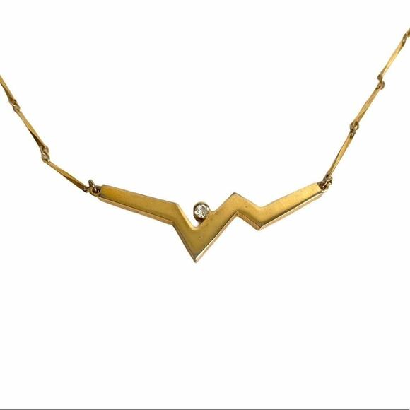 Vintage Crown Trifari Modernist Gold Tone Necklace - Picture 1 of 5